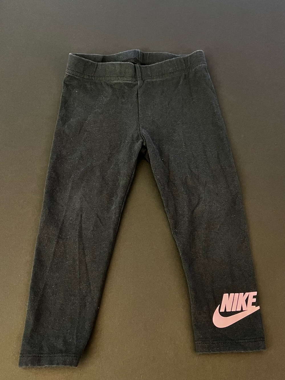 Nike Black Leggings with Pink Logo - Kids